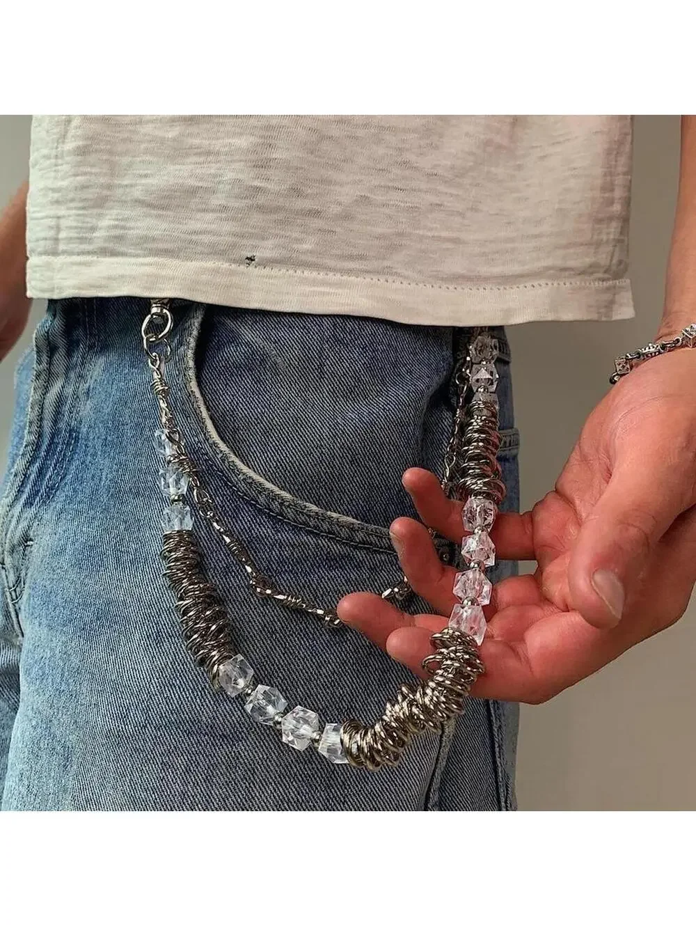Grunge Punk Cyber Barbwire Pocket Chain. Y2K 2000s style. Heavy weight nice